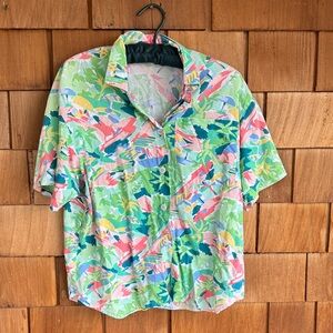 Vibrant Leaf Print Men's Casual Shirt